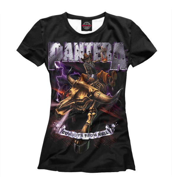 Женская футболка с изображением Pantera Cowboys From Hell цвета Белый