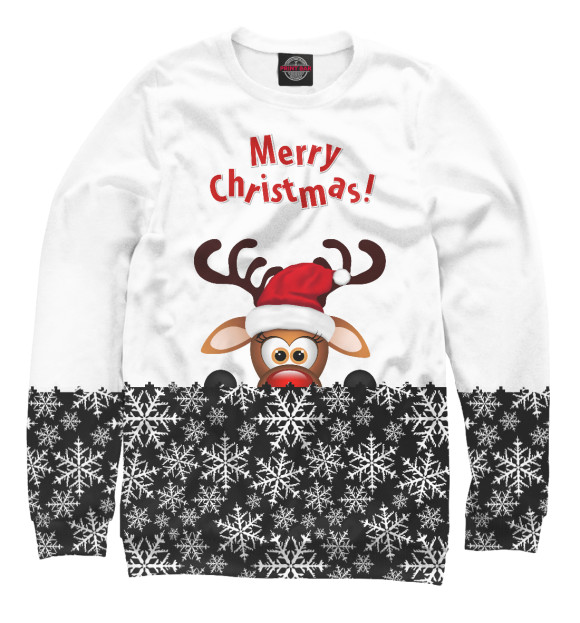 Свитшот для девочек с изображением Merry Christmas цвета Белый
