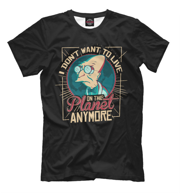 Мужская футболка с изображением Professor Hubert J. Farnsworth цвета Черный
