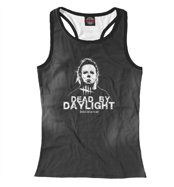 Женская майка-борцовка с притом Dead by Daylight цвета Белый Женская майка-борцовка с изображением Dead by Daylight цвета Белый