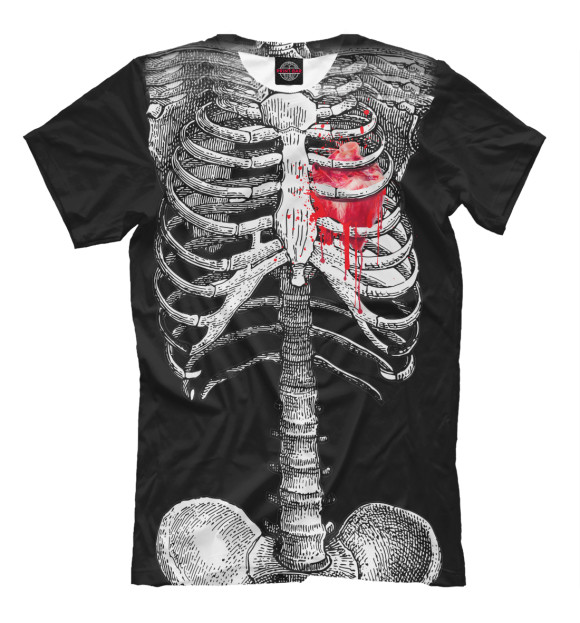 Мужская футболка с изображением Костюм Скелета цвета Черный