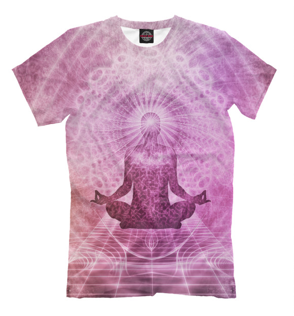 Мужская футболка с изображением Медитация цвета Молочно-белый