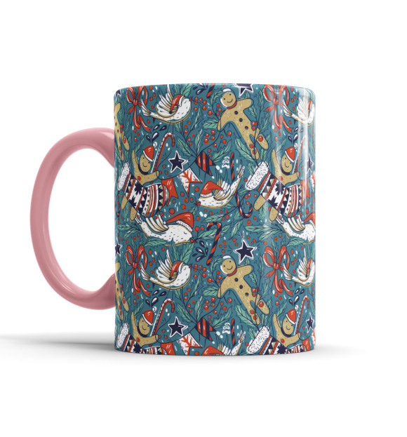 Кружка с изображением Новый Год цвета розовый