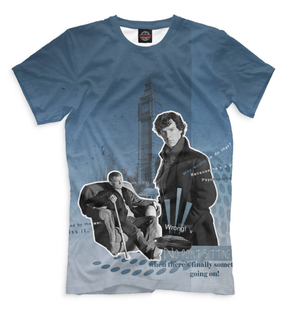 Мужская футболка с изображением Шерлок цвета Серый