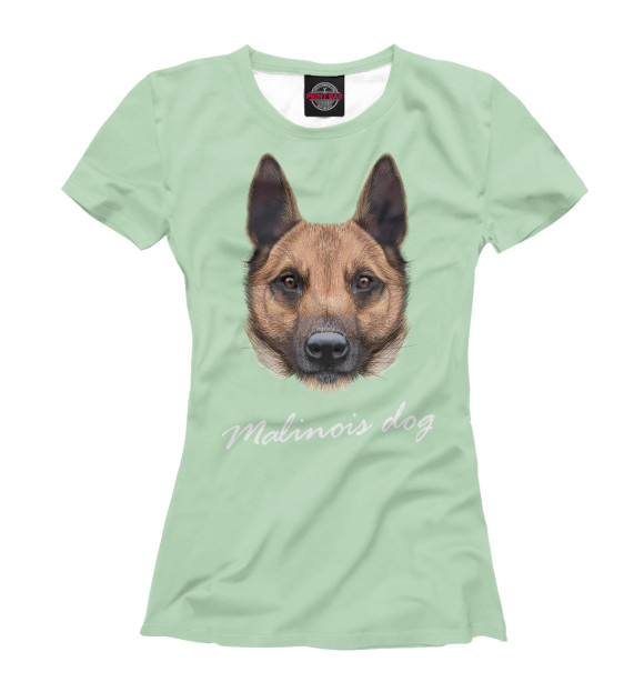 Футболка для девочек с изображением Malinois dog цвета Белый