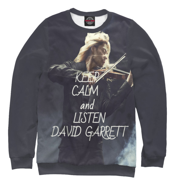 Женский свитшот с изображением Keep calm and listen David Garrett цвета Белый