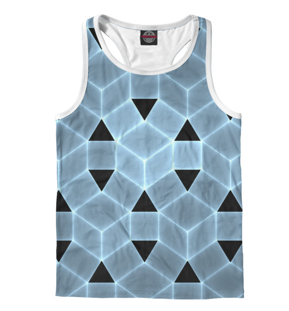 Мужская майка-борцовка с изображением Blue cube цвета Белый