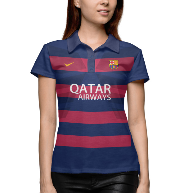 Женское поло с изображением FC Barcelona Messi 10 цвета Белый