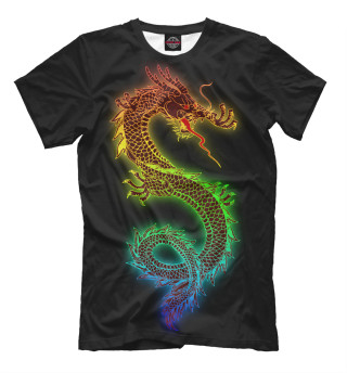 Мужская футболка Радужный дракон