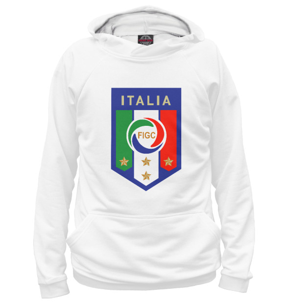 Женское худи с изображением Сборная Италии цвета Белый