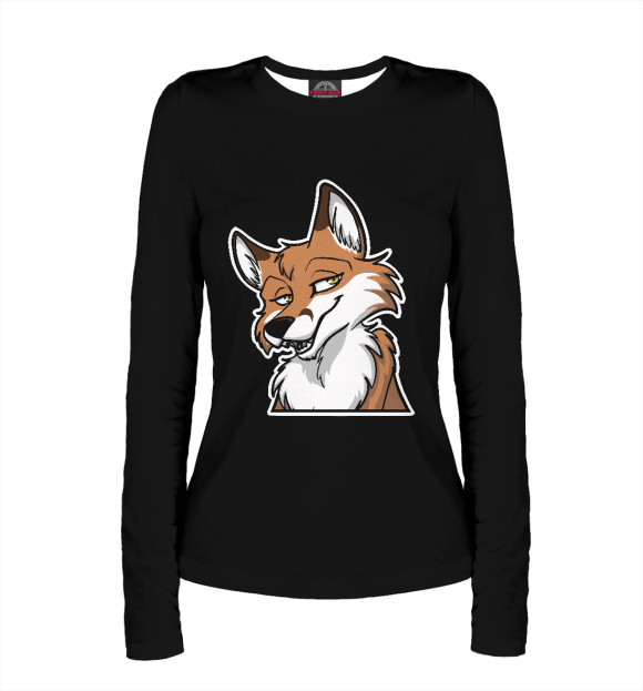 Женский лонгслив с притом Лис цвета Белый Женский лонгслив с изображением Лис цвета Белый