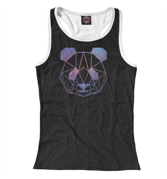 Женская майка-борцовка с изображением CosmoPanda цвета Белый