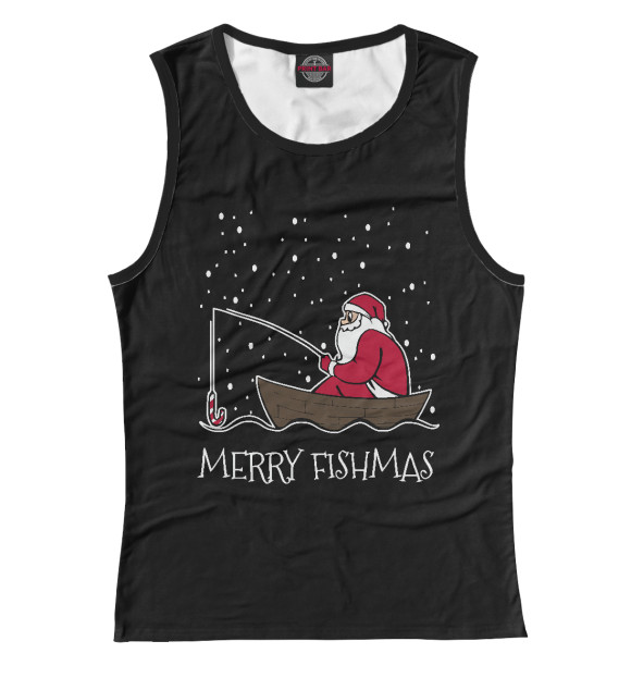 Майка для девочки с изображением Merry fishmas цвета Белый