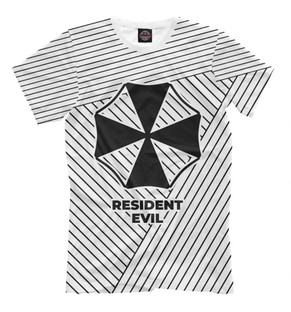 Мужская футболка с изображением Resident Evil ЧБ цвета Белый