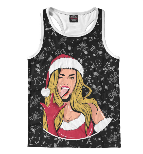 Мужская майка-борцовка с изображением Снегурочка цвета Белый