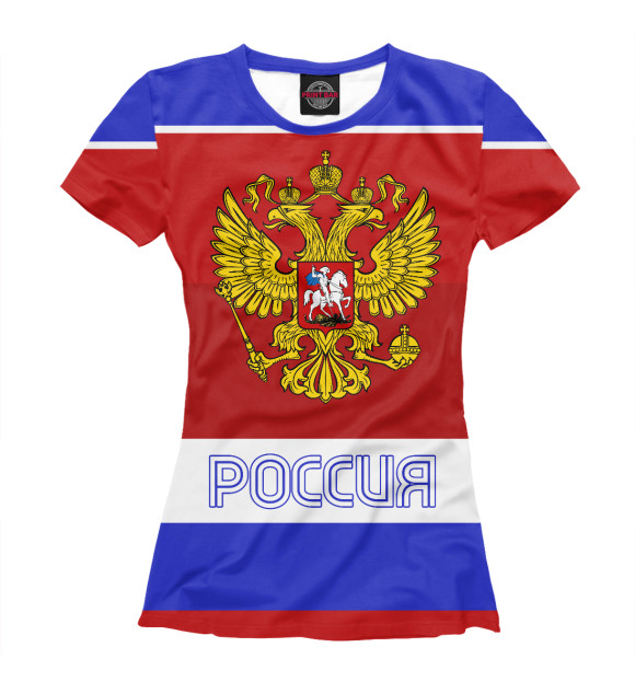 Женская футболка с изображением Россия цвета Белый