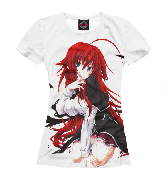Женская футболка с притом High School DxD цвета Белый Женская футболка с изображением High School DxD цвета Белый