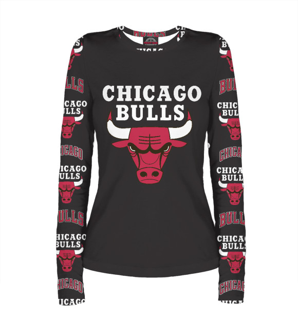 Женский лонгслив с изображением Chicago bulls цвета Белый