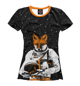 Женская футболка Лис космонавт