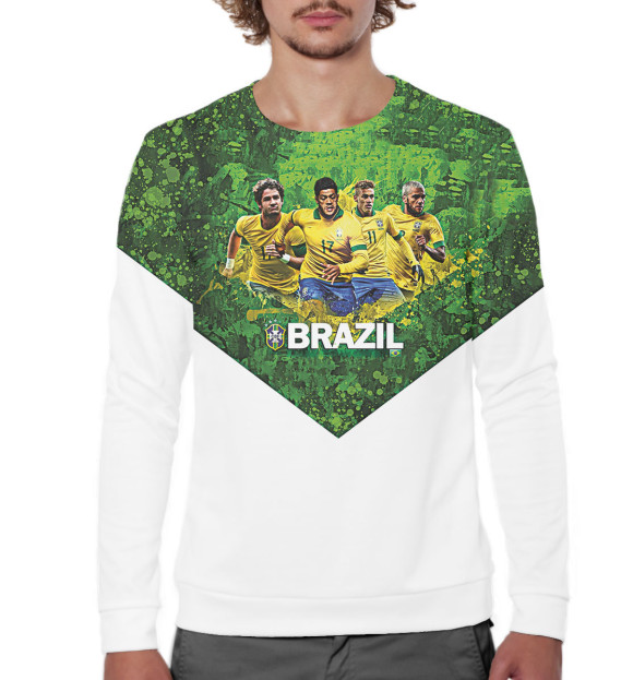 Мужской свитшот с изображением Сборная Бразилии цвета Белый