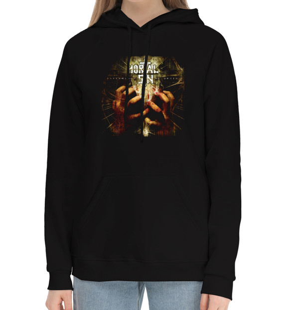 Женский хлопковый худи с изображением Mortalsin цвета Черный