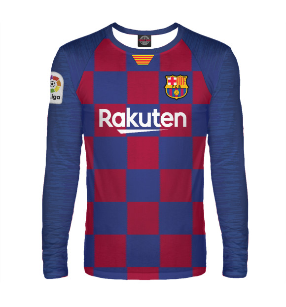 Мужской лонгслив с изображением Барселона форма домашняя 19/20 цвета Белый