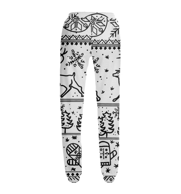 Женские спортивные штаны с изображением Свитер с оленями цвета Белый