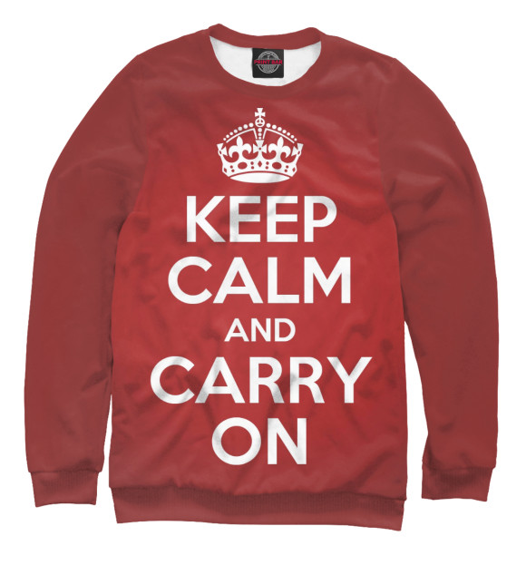 Свитшот для девочек с изображением Keep calm and carry on цвета Белый