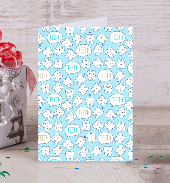 Открытка с изображением Зубки цвета Белый
