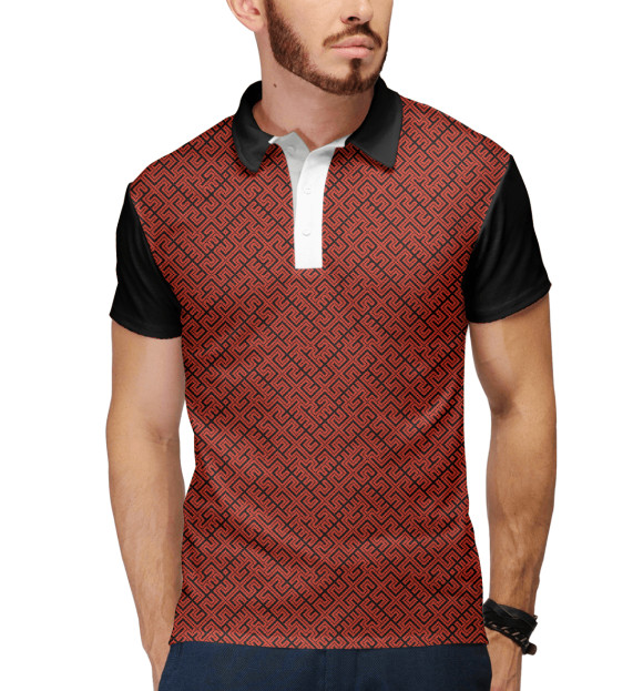 Мужское поло с изображением Славянская Вышивка цвета Белый