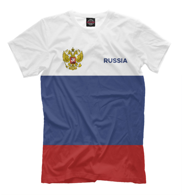 Футболка для мальчиков с изображением Russia Tricolour цвета Молочно-белый