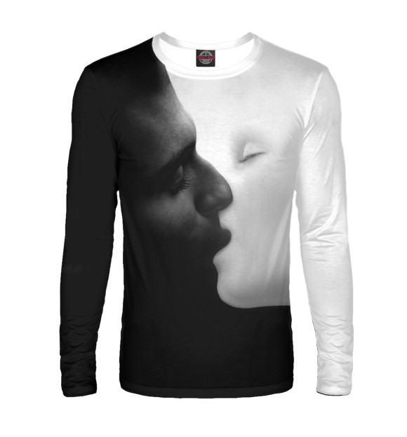 Мужской лонгслив с изображением Черное и белое цвета Белый