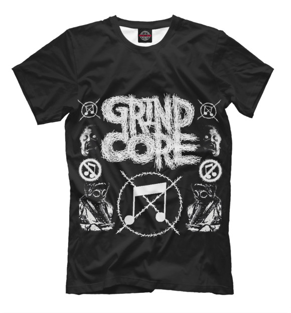 Мужская футболка с изображением Grindcore цвета Черный