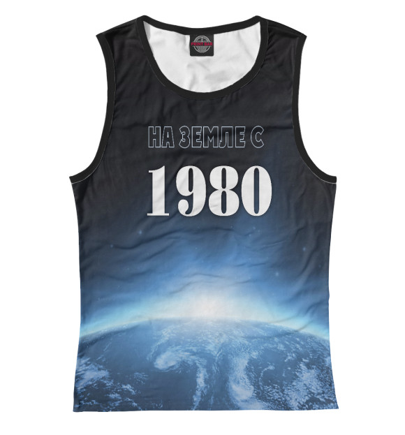 Майка для девочки с притом На Земле с 1980 цвета Белый Майка для девочки с изображением На Земле с 1980 цвета Белый