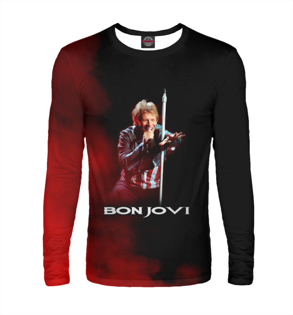 Мужской лонгслив с изображением Bon Jovi цвета Белый