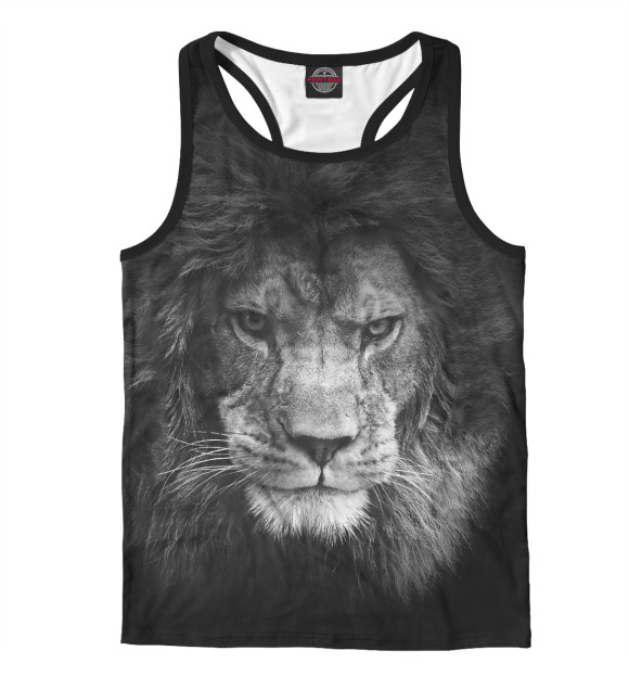 Мужская майка-борцовка с изображением Lion цвета Белый