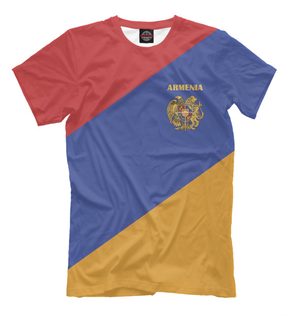 Мужская футболка с изображением Герб на флаге Армении цвета Грязно-голубой