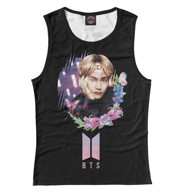 Майка для девочки с изображением BTS цвета Белый