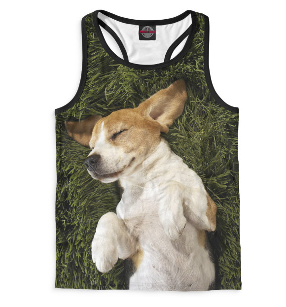 Мужская майка-борцовка с изображением Собаки цвета Белый