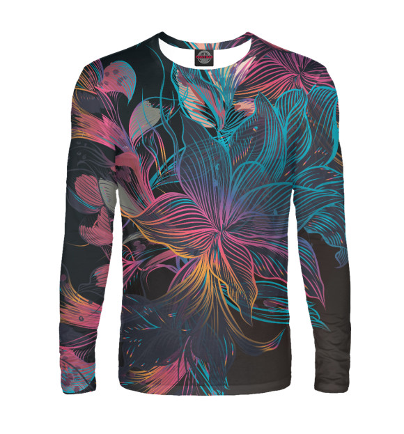 Мужской лонгслив с изображением Цветы цвета Белый