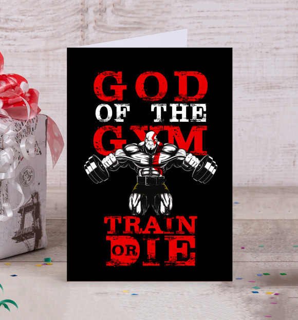 Открытка с изображением God of the Gym цвета Белый