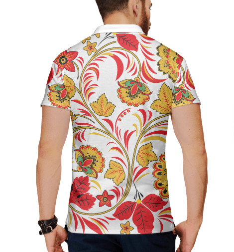 

Поло Print Bar, Белый, Хохлома