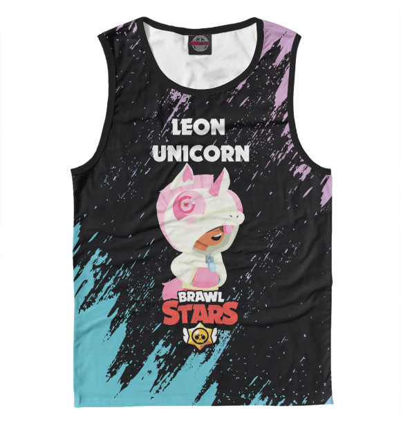 Мужская майка с изображением BRAWL STARS LEON UNICORN цвета Белый