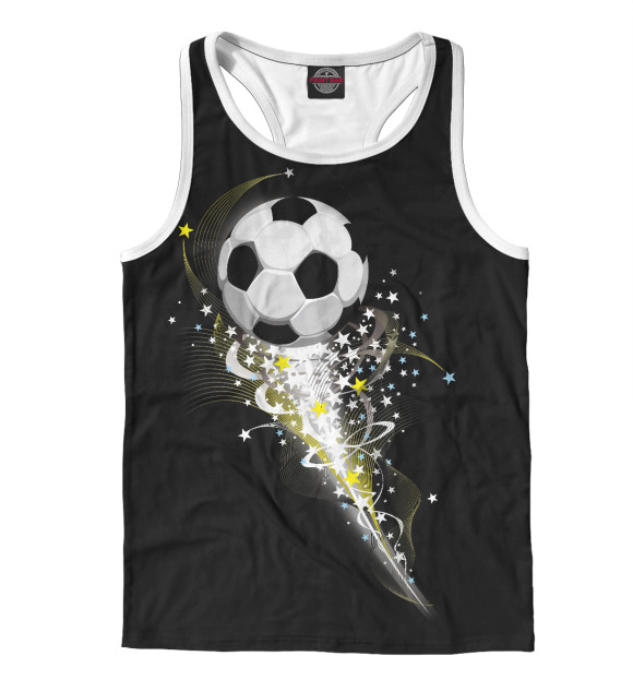 Мужская майка-борцовка с изображением Футбольный мяч цвета Белый