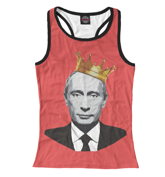 Женская майка-борцовка с изображением Putin King цвета Белый