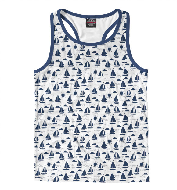 Мужская майка-борцовка с изображением Кораблики на белом цвета Белый