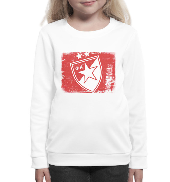 Свитшот для девочек с изображением Црвена Звезда цвета Белый