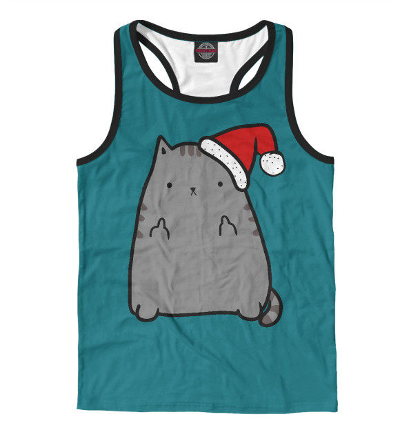 Мужская майка-борцовка с изображением Kitty New Year цвета Белый