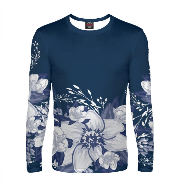 Мужской лонгслив с изображением Blues цвета Белый