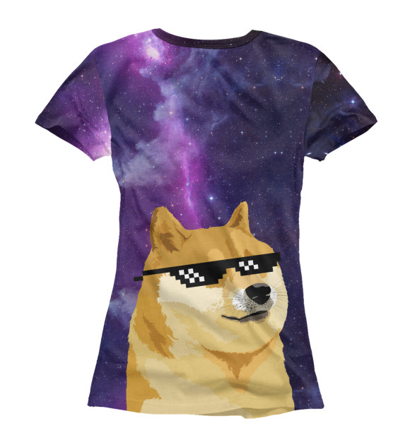 Футболка для девочек с изображением Doge мем deal with it космос (с двух сторон) цвета Белый